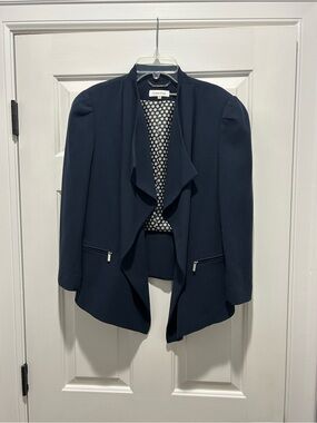 Calvin Klein Dark Navy Open-Front Draped Blazer